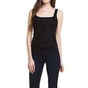 NANETTE LEPORE Black BUSTIER Empress TOP Floral LACE Back Zip (2) $298